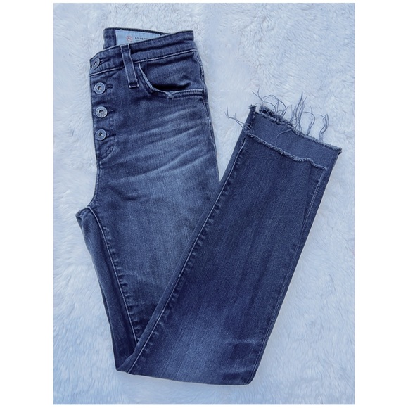 EUC At Adriano Goldschmied Isabella Button Up Straight Crop Distressed Hem 24 - Picture 10 of 11